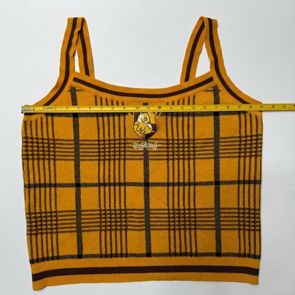 Harry Potter Hufflepuff Tank Top Womens 3X Plaid Knit Embroidered House Crest - Picture 4 of 8